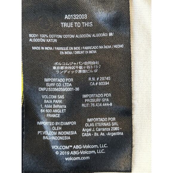 Volcom Striped Men's T-Shirt Size Med White w/ Black/Brown Stripes - Picture 5 of 6